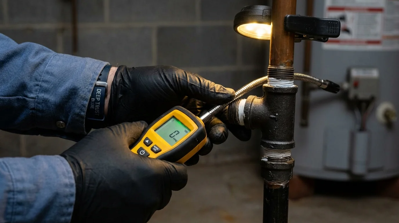 Gas leak detection with electronic sniffer by Johns Plumbing LLC in Lake Ozark