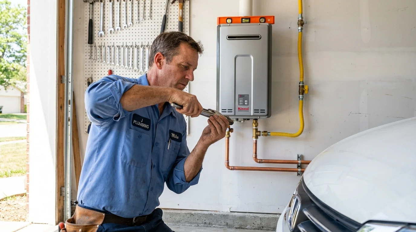 Tankless water heater installation by a Johns Plumbing LLC plumber in Lake Ozark