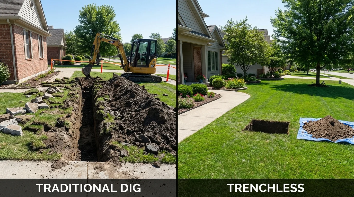 Trenchless sewer repair with minimal yard damage versus traditional excavation in Lake Ozark, MO